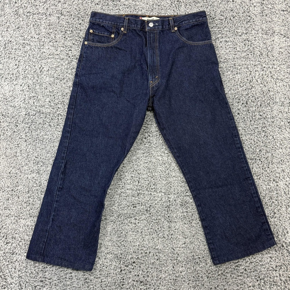Vintage Levis 517 Jeans Mens 35x27 DARK Blue Denim Boot Cut Wash Western Pants